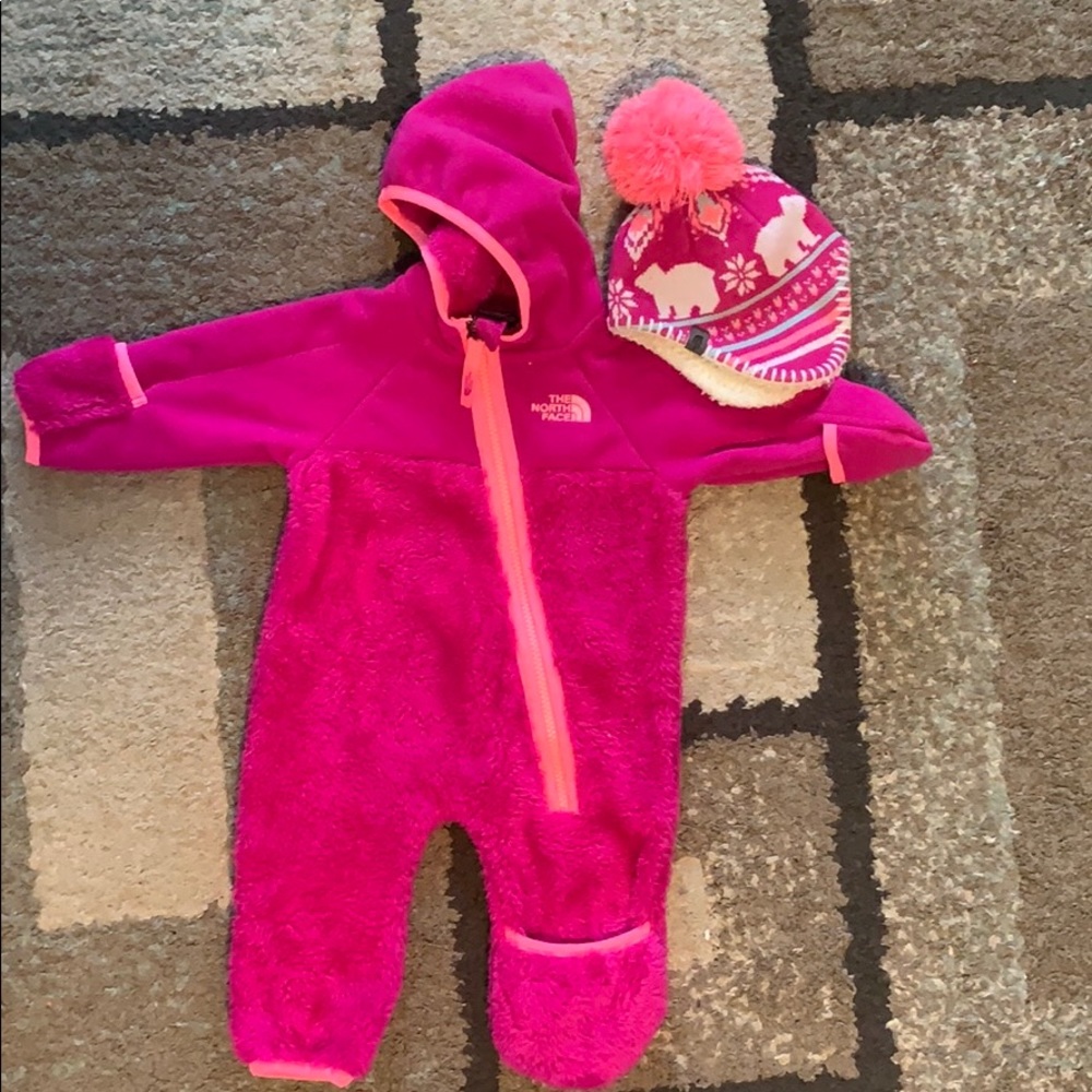 Infant north face snowsuit and hat